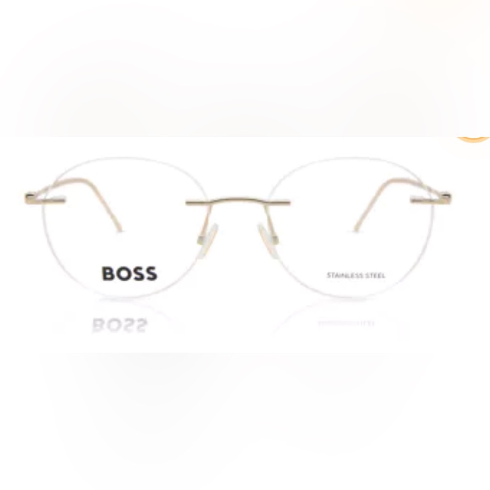Boss 1422 Men’s Gold Rimless Glasses. Style 51-17-145 J5G.  Gold metal F…
